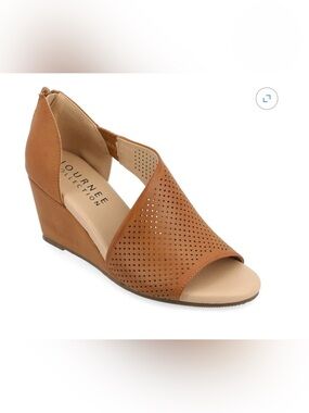 New Journee Collection
Women's Aretha Perforated Peep Toe Wedge Sandals